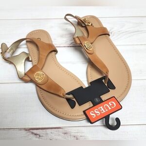 Guess Caramel T-Strap Sandal Size 6 - New With Tags